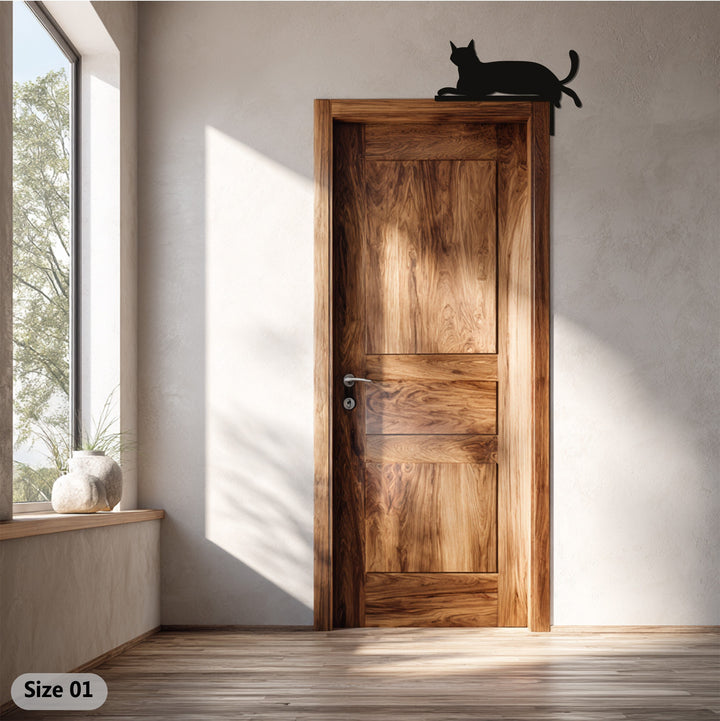 Lounging cat silhouette metal wall décor for cat lovers