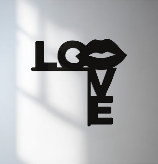 Central subject featuring an artistic love lips decorative metal art design adding a modern romantic touch to any interior space.