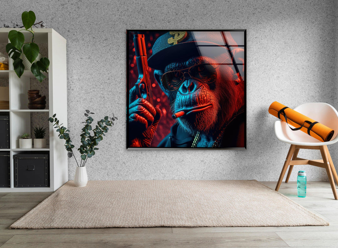 Mafia Gorilla Tempered Glass Wall Art - MyPhotoStation