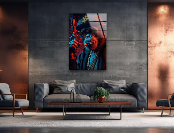 Mafia Gorilla Tempered Glass Wall Art - MyPhotoStation