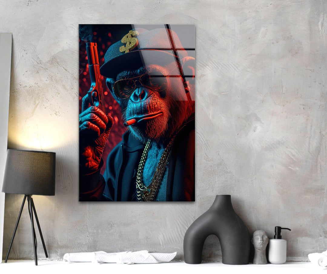 Mafia Gorilla Tempered Glass Wall Art - MyPhotoStation