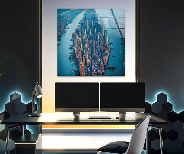Manhattan Glass Wall Art picture on glass wall art, photos printed on glass
