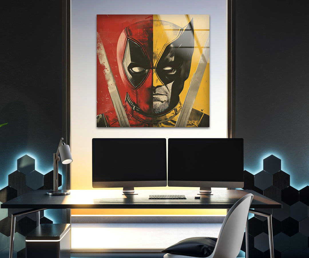 Marvel Deadpool and Wolverine Glass Wall Art glass wall decor, glass wall art decor

