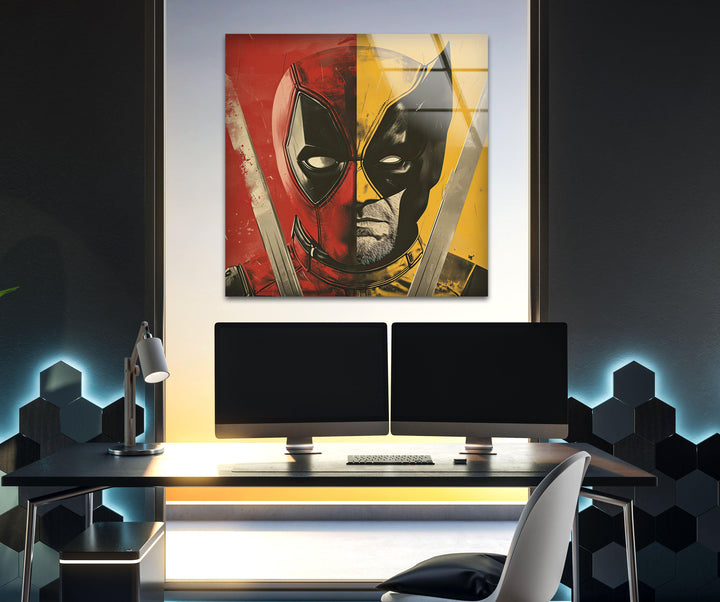 Marvel Deadpool and Wolverine Glass Wall Art glass wall decor, glass wall art decor
