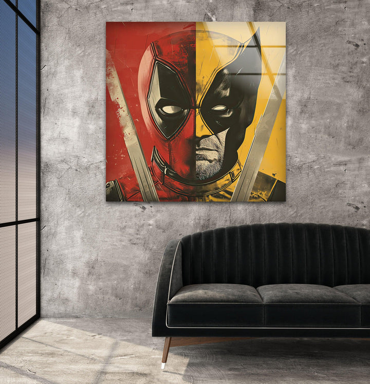 Marvel Deadpool and Wolverine Glass Wall Art print on glass, glass printed photos
