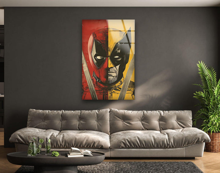 Marvel Deadpool and Wolverine Glass Wall Art picture on glass wall art, photos printed on glass
