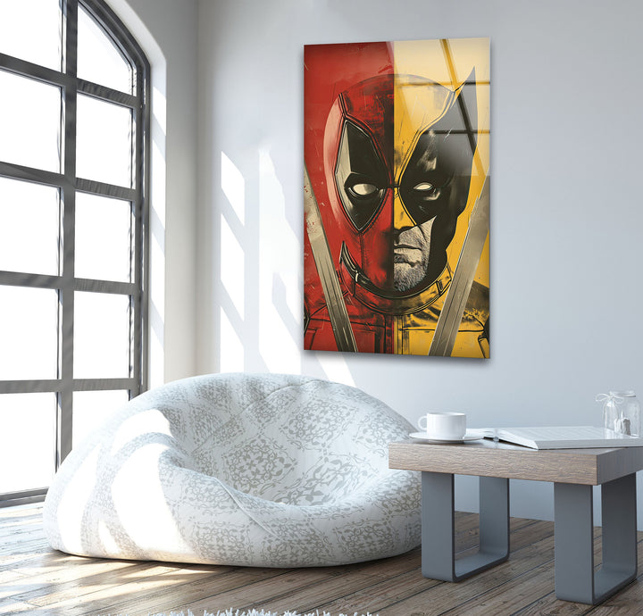 Marvel Deadpool and Wolverine Glass Wall Art glass image printing, glass prints from photos
