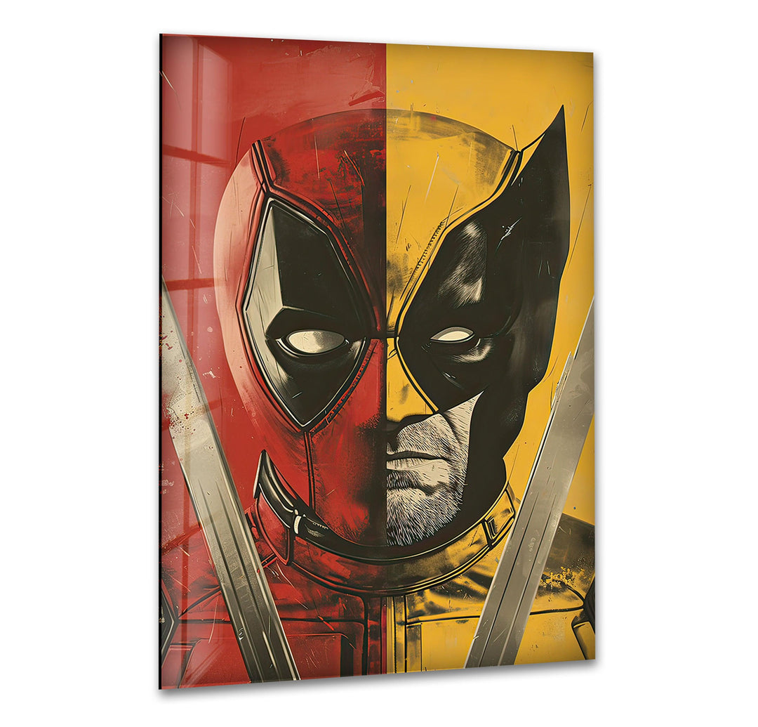 Marvel Deadpool and Wolverine Glass Wall Art custom glass photo prints, large glass prints
