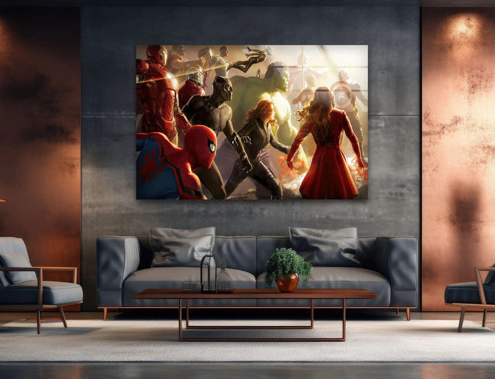Marvel Avengers Glass Wall Art custom glass photo prints, large glass prints
