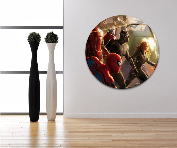 Marvel Avengers Glass Wall Art custom glass pictures, glass art prints
