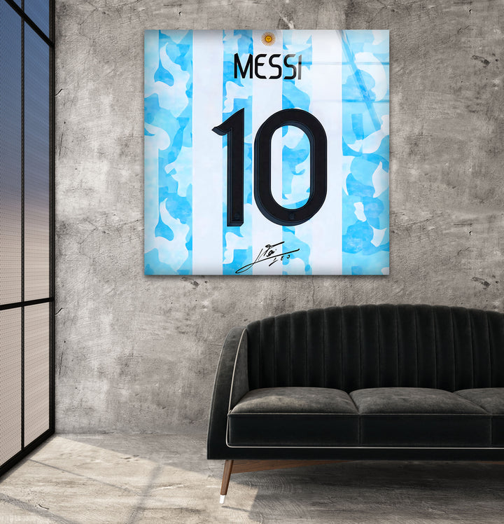 Messi Jersey Glass Wall Art stained glass wall art, stained glass wall decor
