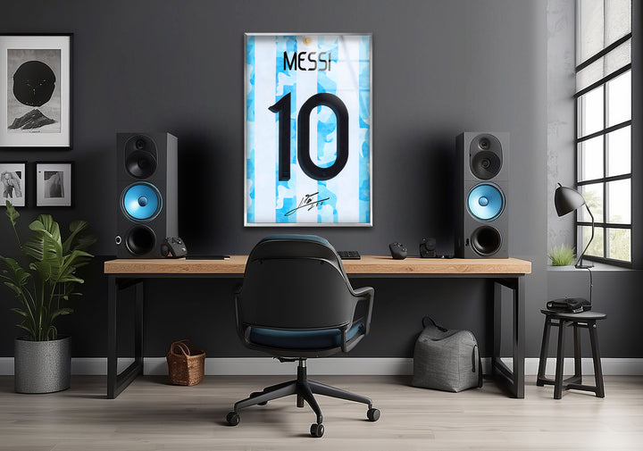 Messi Jersey Glass Wall Art Glass Printing Wall Art, Print photos on glass
