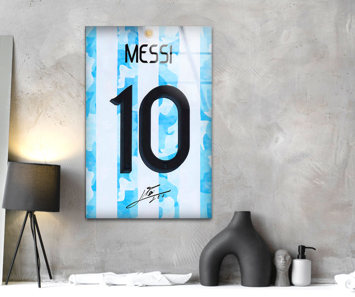 Messi Jersey Glass Wall Art glass image printing, glass prints from photos
