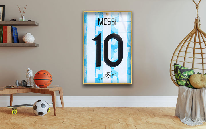 Messi Jersey Glass Wall Art glass pictures for Wall, glass prints wall art
