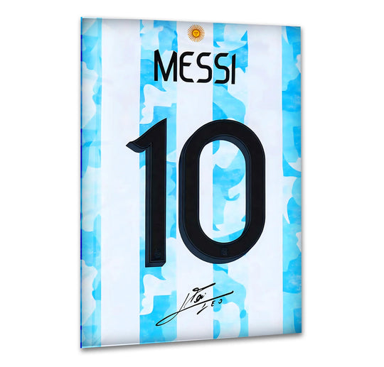 Messi Jersey Glass Wall Art print picture on glass, Tempered Glass Wall Art
