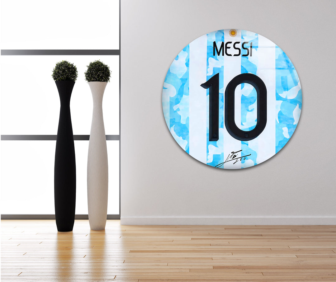 Messi Jersey Glass Wall Art photo print on glass, prints on glass wall art
