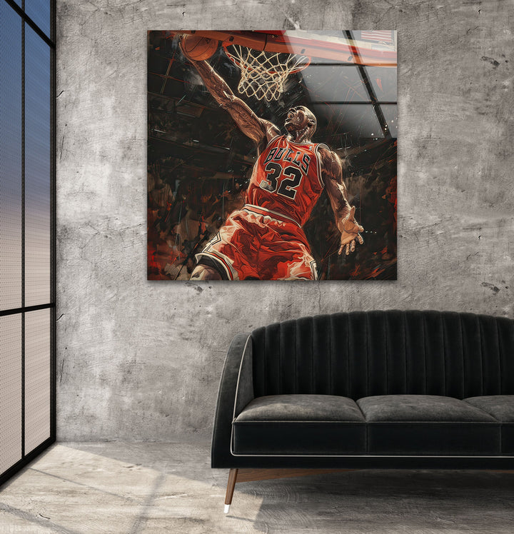 Michael Jordan Basketball Glass Wall Art art glass wall art, glass wall art pictures
