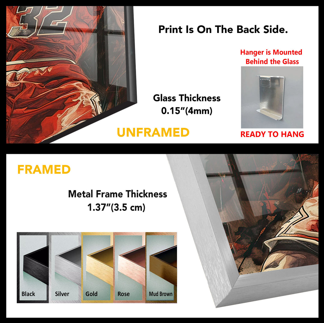 Michael Jordan Basketball-Wandkunst aus Glas