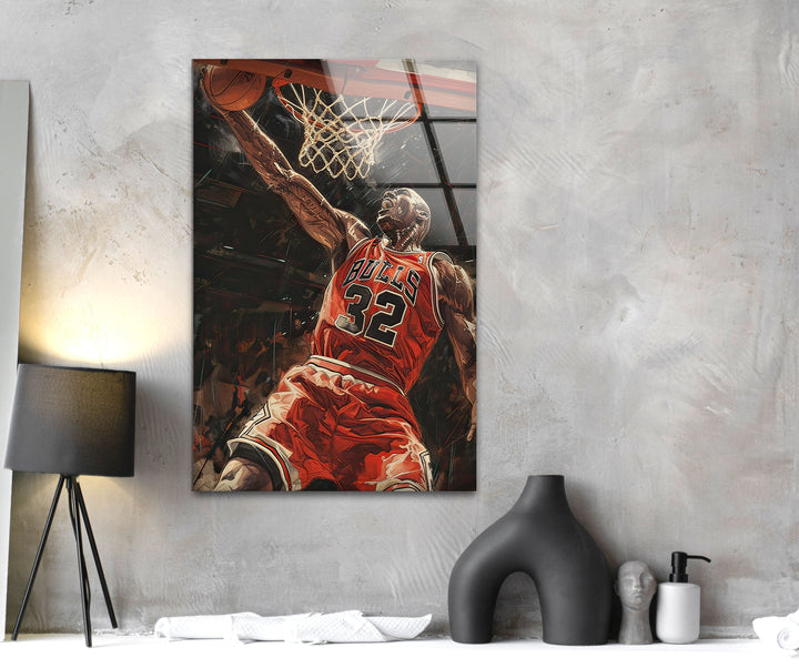Michael Jordan Basketball Glass Wall Art custom glass pictures, glass art prints
