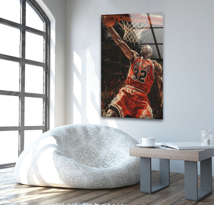 Michael Jordan Basketball Glass Wall Art large glass photo prints, glass wall photos
