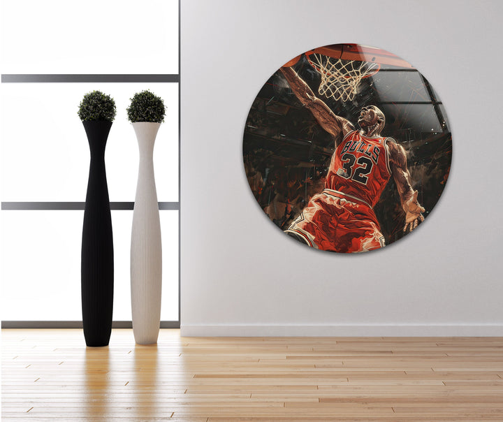 Michael Jordan Basketball Glass Wall Art custom glass photo prints, large glass prints
