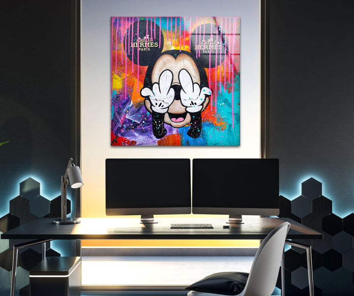Mickey Mouse Paint Glass Wall Art art glass wall art, glass wall art pictures
