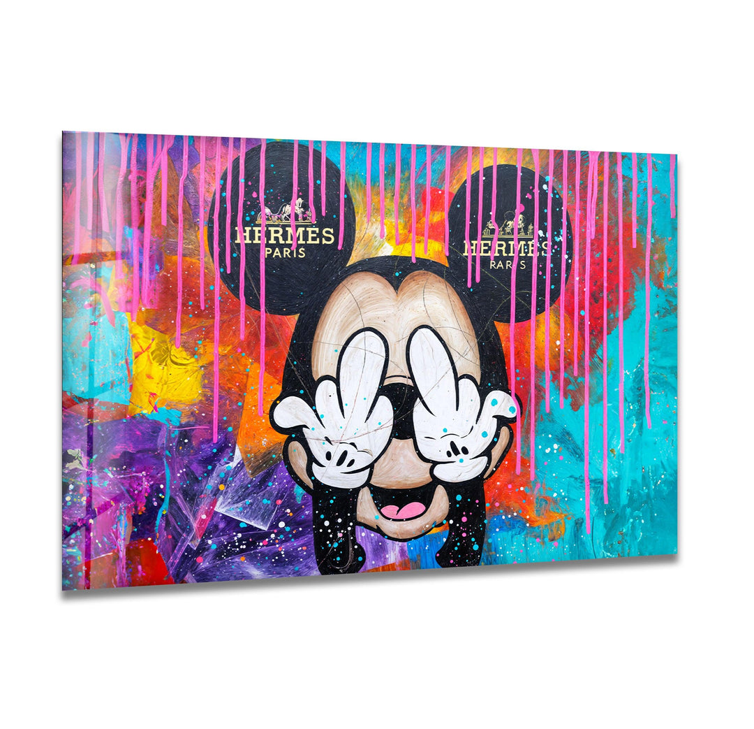 Mickey Mouse Paint Glass Wall Art stained glass wall art, stained glass wall decor
