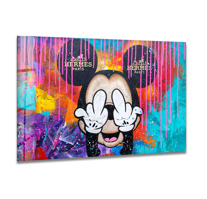 Mickey Mouse Paint Glass Wall Art stained glass wall art, stained glass wall decor
