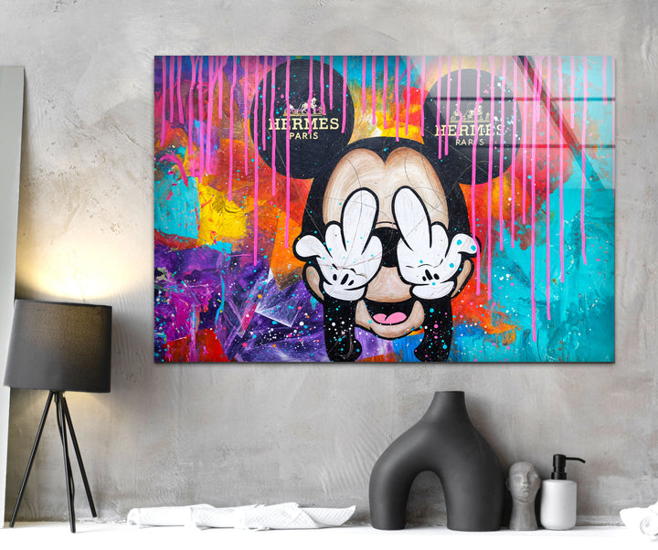Mickey Mouse Paint Glass Wall Art glass image printing, glass prints from photos
