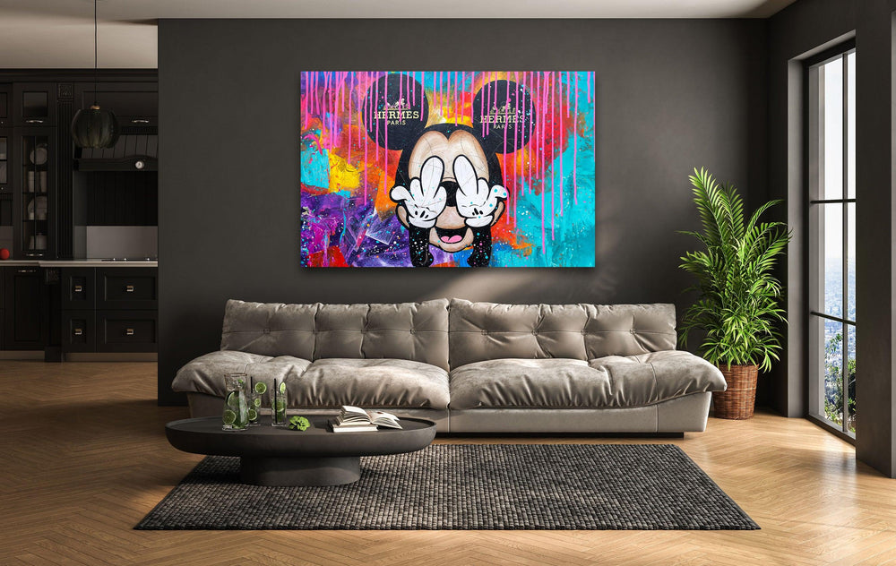 Mickey Mouse Paint Glass Wall Art glass art painting, glass art for the Wall
