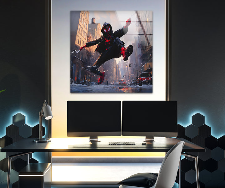 Snowy Miles Morales Glaswandkunst