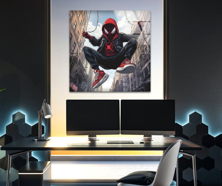 Spider-Man-Wandkunst aus Glas – Urban Adventure