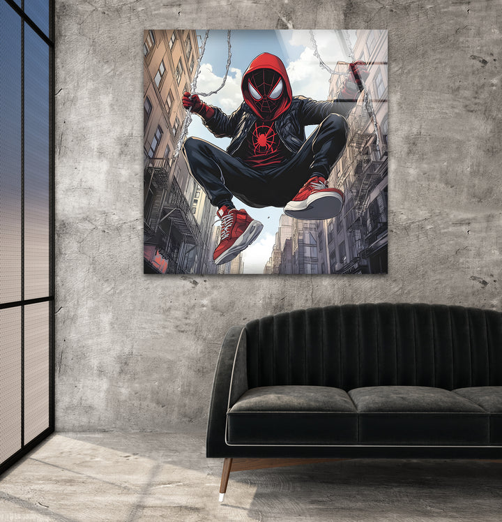 Spider-Man-Wandkunst aus Glas – Urban Adventure