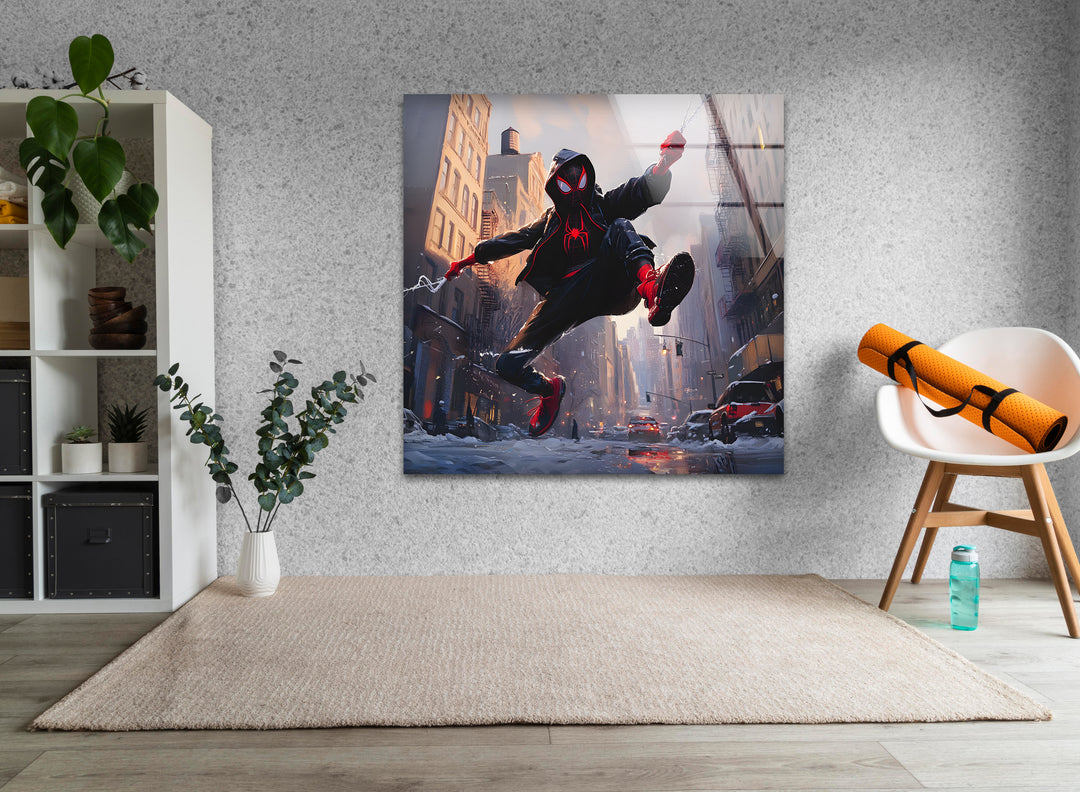 Snowy Miles Morales Glaswandkunst
