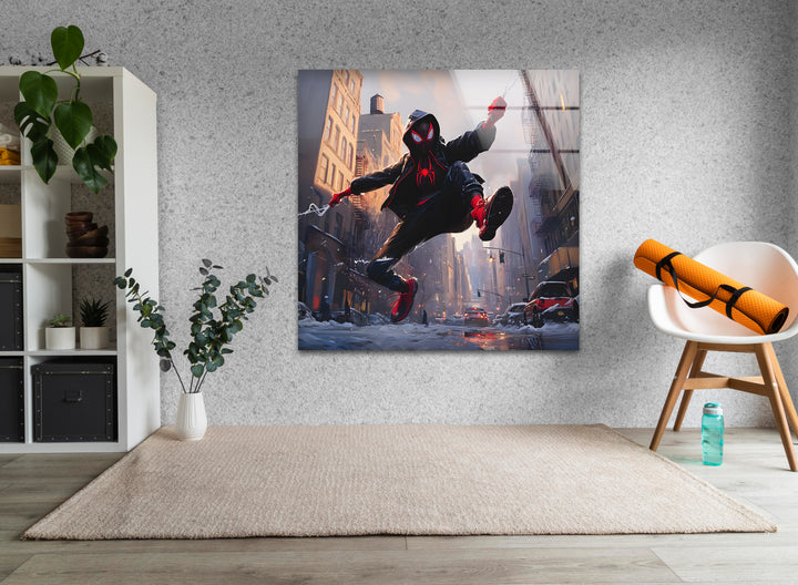 Snowy Miles Morales Glaswandkunst