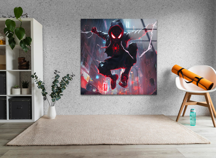 Spider-Man-Wandkunst aus Glas – City Battle