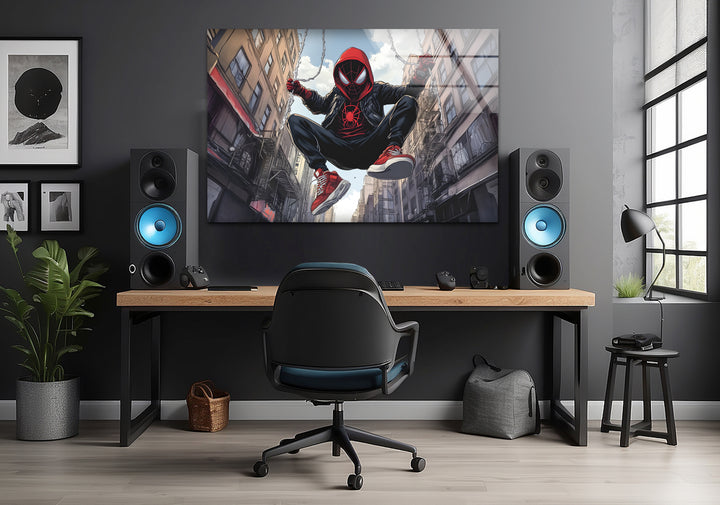 Spider-Man-Wandkunst aus Glas – Urban Adventure