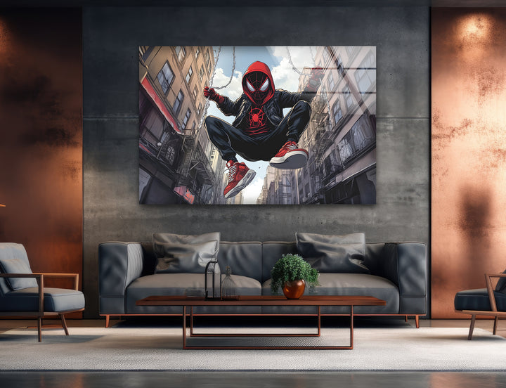 Spider-Man-Wandkunst aus Glas – Urban Adventure