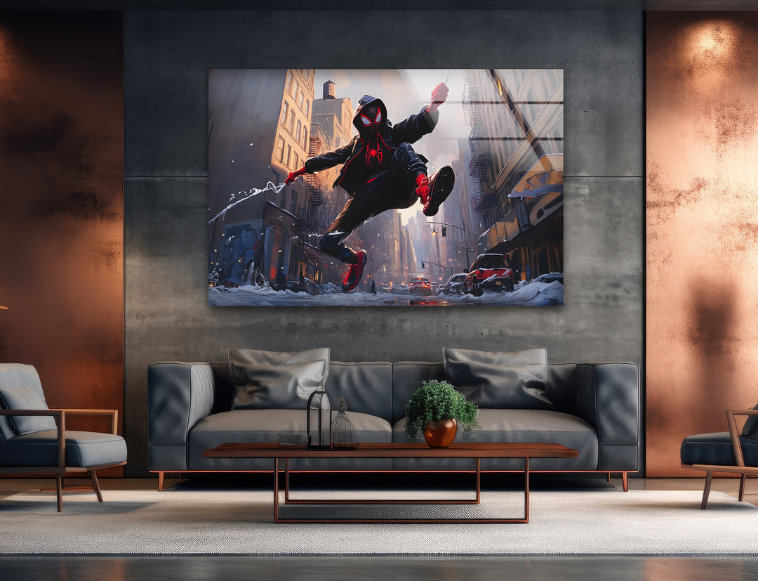 Snowy Miles Morales Glaswandkunst