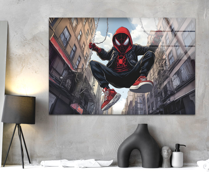 Spider-Man-Wandkunst aus Glas – Urban Adventure