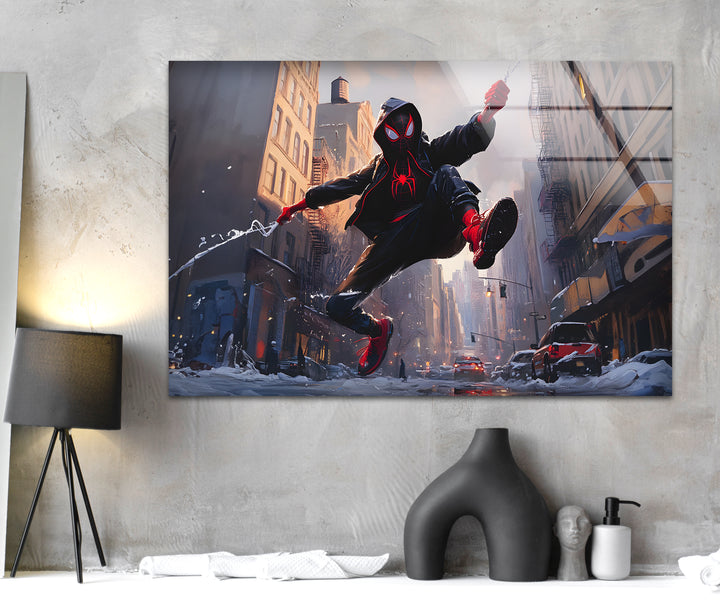 Snowy Miles Morales Glaswandkunst