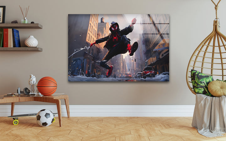 Snowy Miles Morales Glaswandkunst