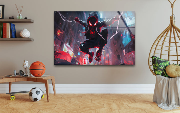 Spider-Man-Wandkunst aus Glas – City Battle
