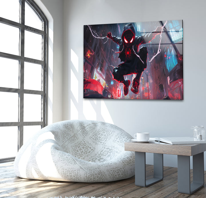 Spider-Man-Wandkunst aus Glas – City Battle
