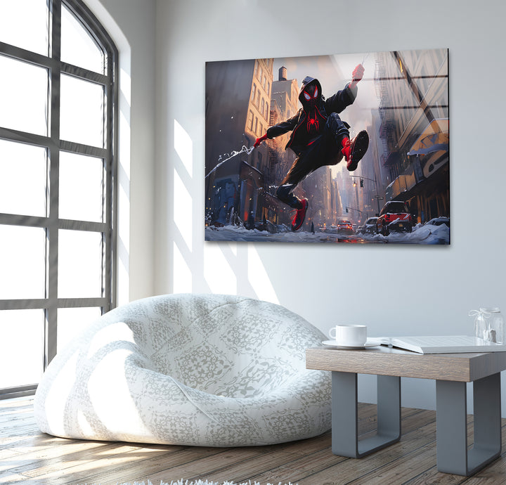 Snowy Miles Morales Glaswandkunst