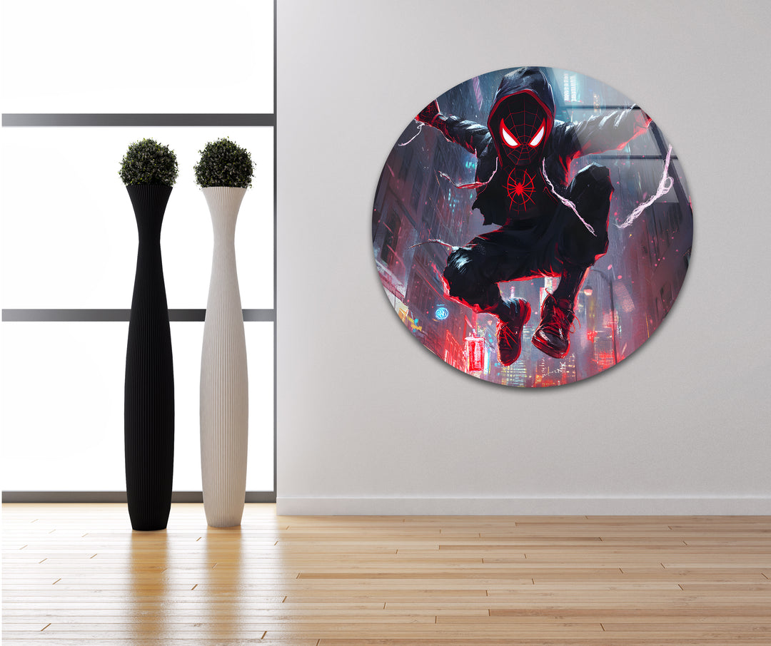 Spider-Man-Wandkunst aus Glas – City Battle