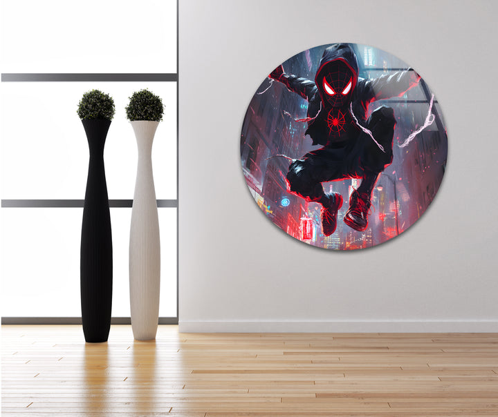 Spider-Man-Wandkunst aus Glas – City Battle