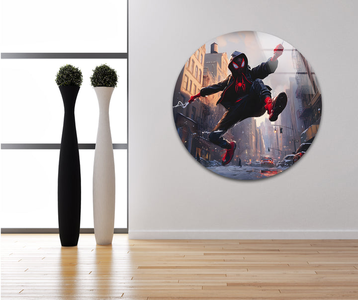 Snowy Miles Morales Glaswandkunst