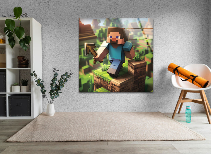 Minecraft Themed Glass Artwork – A Creative Addition to Any Space
