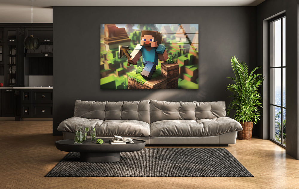 Vibrant Minecraft Artwork on Glass – Perfect for Gamers and Collectors
